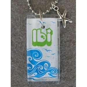   Pendant Necklace Jewelry Wearable Art Blue Waves LBI 