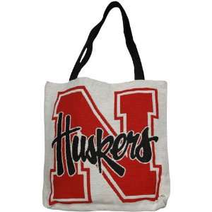  NCAA Nebraska Cornhuskers Natural Woven Tote Bag: Sports 