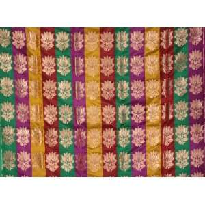  Multi Color Fabric from Banaras with Woven Lotuses   Pure 