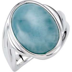   Silver Genuine Larimar Ring   Size 10  16x12mm   JewelryWeb Jewelry