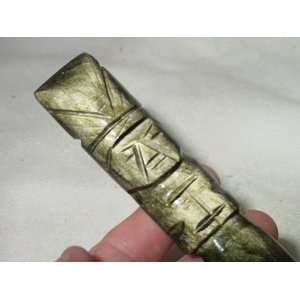    handmade gold sheen obsidian knife blade lapidary 