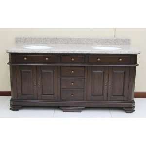   72/DC Double Sink Wood Vanity With Granite Top and