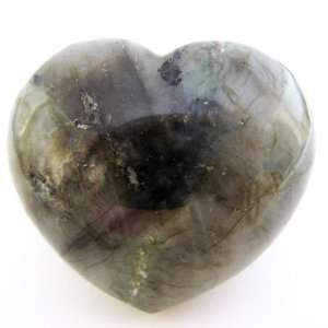  LABRADORITE   45MM PUFFY HEART Crystal Healing Pocket Stone 