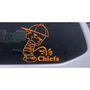 Pee On Chiefs Car Window Wall Laptop Decal Sticker    Orange 18in X 17 