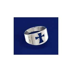    Sterling Silver Ring, 12mm wide Cut Out Cross Ring: Jewelry