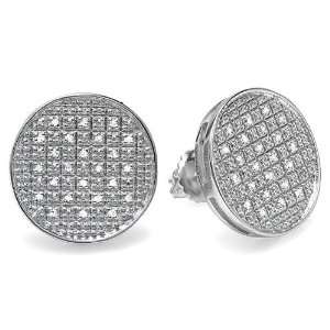   Diamond Circle Shape Mens Ladies Unisex Hip Hop Iced Stud Earrings (0