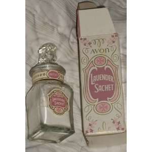 Vintage Avon Lavender Powder Sachet .9 Oz Glass Bottle (Full)