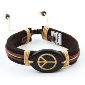  Trendy Celeb Genuine Leather Bracelet   PEACE: Jewelry