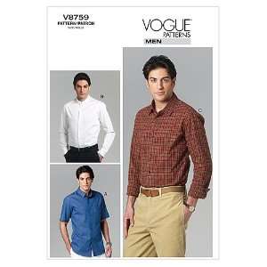  Vogue Patterns V8759 Mens Shirt, Size MUU (34 36 38 40 
