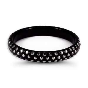    Polished Grey Swarovski Crystal Black Bangle Bracelet: Jewelry