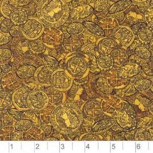  45 Wide Pirates Coins Gold Fabric By The Yard Arts 