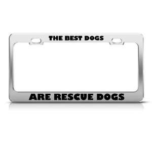  Best Dogs Are Rescue Dogs license plate frame Stainless 