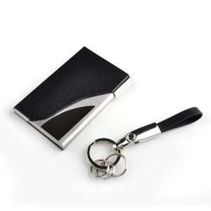   Business Card Holder + Leather Keychain, Gift for Men: Office Products