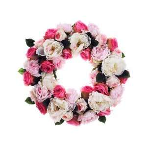  Faux 21 Peony/Rose Wreath Pink Cream (Pack of 2) Patio 