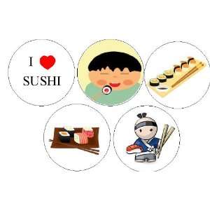   Love SUSHI Pinback Buttons 1.25 Pins Rolls Japan: Everything Else