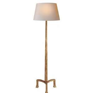  Strie Floor Lamp in Gilded Iron with Natural Paper Shade 