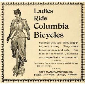  1893 Ad Pope Manufacturing Co. Columbia Woman Bicycle 