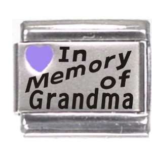    In Memory Of Grandma Purple Heart Laser Italian Charm: Jewelry