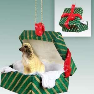 Afghan Hound Green Gift Box Dog Ornament   Brown:  Home 