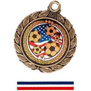  Eagle Mylar Custom Soccer Medal Ribbon 8501 BRONZE MEDAL 