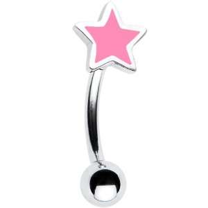  Sterling Silver Pink Star Upper Belly Ring: Jewelry