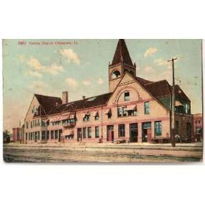 1909 Vintage Postcard Railroad Train Station Union Depot Ottumwa, Iowa