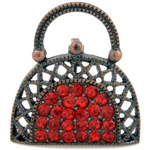   Red Lady Handbag Vintage Style Austrian Crystal Pin Brooch Jewelry