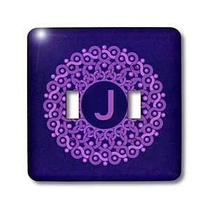 Grunge   Monogram J lilac and rich purple mandala on deep royal purple 