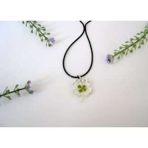  Four leaf Lucky Clover Necklace with Real Four leaf Clover 