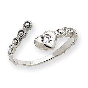  14k White Gold CZ Heart Toe Ring   JewelryWeb: Jewelry