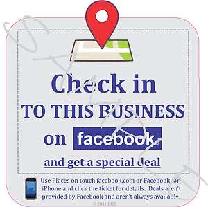 Check in With Us on Facebook for Special Deal Coupon window Decal 