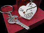 SW523 2PCS I Love You Heart & Key Wedding Couple Key Chains Ring