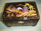 VINTAGE JAPAN BLK LACQUER I WOOD JEWELRY MUSIC BOX TOYO  