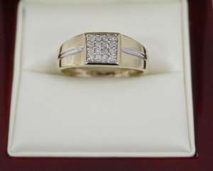 Mens Husband Diamond Ring GENUINE 16 REAL DIAMONDS Yellow Gold 0.25 