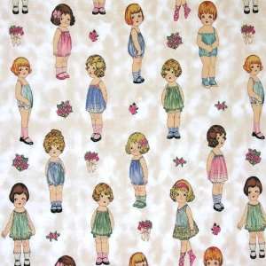 45 Wide Paper Dolls Figures Ecru Fabric By The Yard 
