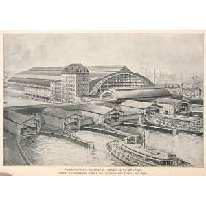 1893 Print Pennsylvania Railroad Jersey City Station   Original 