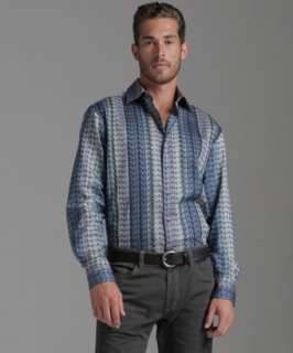Robert Graham blue geometric pattern Sutter shirt   up to 70 