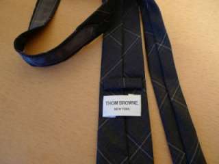 THOM BROWNE Tie Neck tie Wool Grey Stripe Check Plaid New Rare  