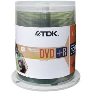  TDK DVD+R 4.7GB Spindle 100 PK Electronics
