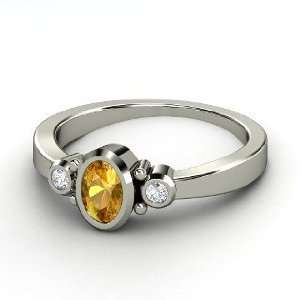    Kira Ring, Oval Citrine Sterling Silver Ring with Diamond Jewelry
