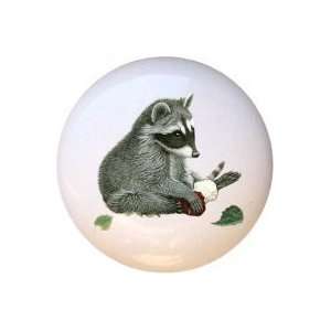  Raccoon and Apples Drawer Pull Knob