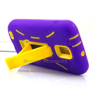 Purple Yellow Kickstand Double Layer Case Cover Samsung Galaxy S2 T989 