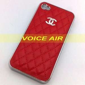  Designer Iphone 4/4s Chanel Cc Logo Leather Case (Red 