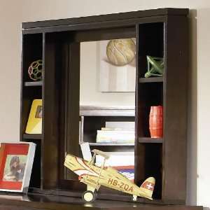  Youth Dresser Mirror Framed with Shelves in Rich Mocha 
