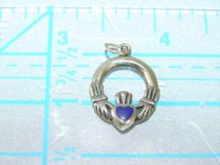   dimensional sterling silver blue lapis claddagh bracelet charm  