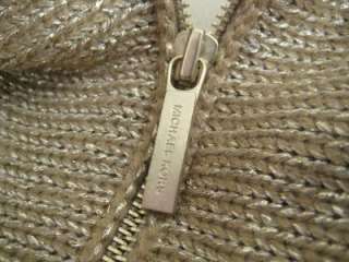 NWT MICHAEL Michael Kors Metallic Zipper Infinity Scarf Knit Dark 