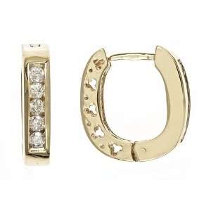   Diamond Huggie Hoop Earrings (0.42 Cttw, G Color, SI Clarity): Jewelry
