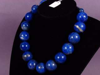 Necklace Lapis Lazuli 25mm GIANT Round Beads 925 #3  