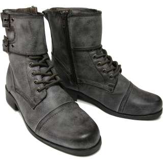  Grey Fashion Buckle Combat Style Zip Up Boot Multiple Sizes  