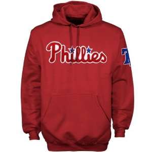   Phillies Red Tackle Twill Hoody Sweatshirt: Sports & Outdoors
